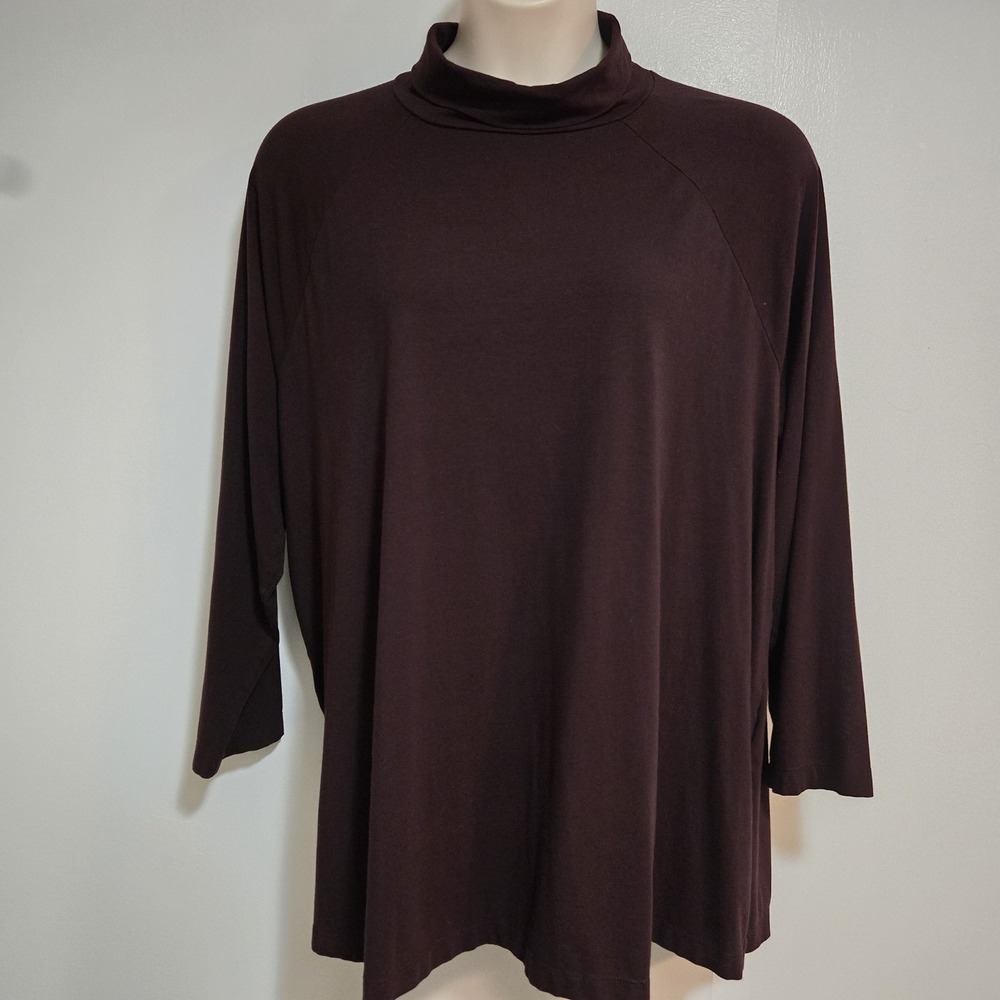 J.Jill 3X Burgundy Cotton Blnd Luxe Supima Everyday Turtleneck Tunic Top Stretch